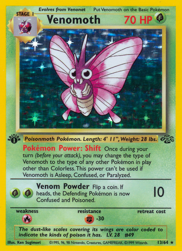 Venomoth 13/64 Holo Rare Jungle Pokemon Near Mint