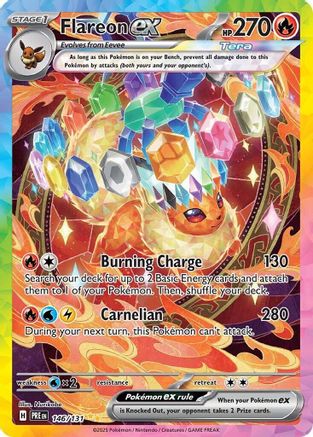 Flareon ex 146/131 Holo Prismatic Evolutions Pokemon NM