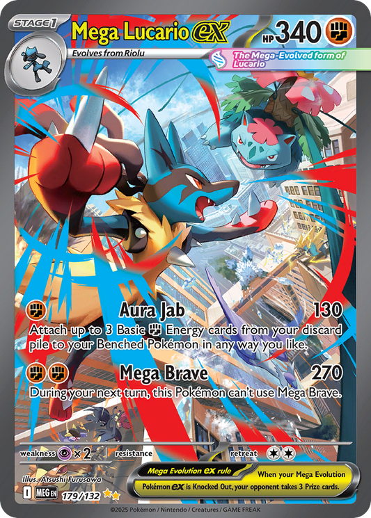 Mega Lucario ex 179/132 Special Illustration Rare Mega Evolution Pokemon Holo NM