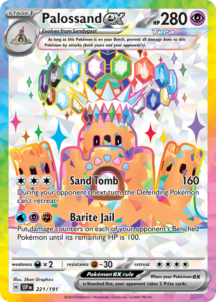 Palossand ex 221/191 Ultra Rare Surging Sparks Pokemon Holo Near Mint