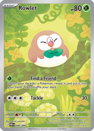 Rowlet 090/088 Holo Illustration Rare Perfect Order Pokemon Near Mint