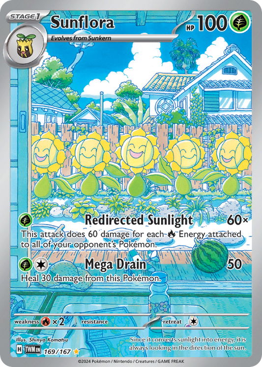 Sunflora 169/167 Illustration Rare Twilight Masquerade Pokemon Holo Near Mint