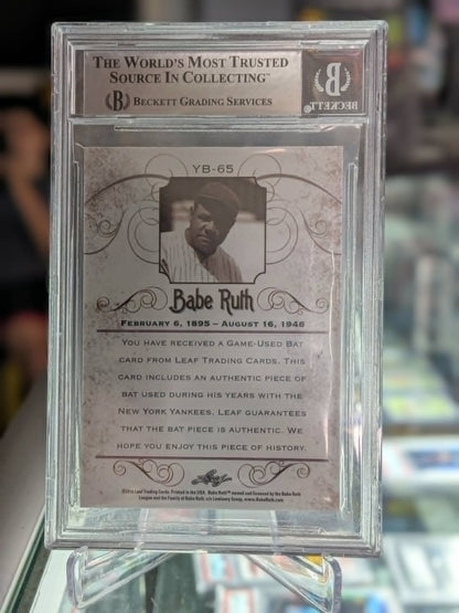 2016 Leaf Babe Ruth New York Yankees Game Used Bat Card YB-65 1/1 BGS 9