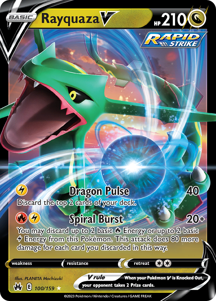 Rayquaza V 100/159 Holo V Rare Crown Zenith Pokemon Near Mint