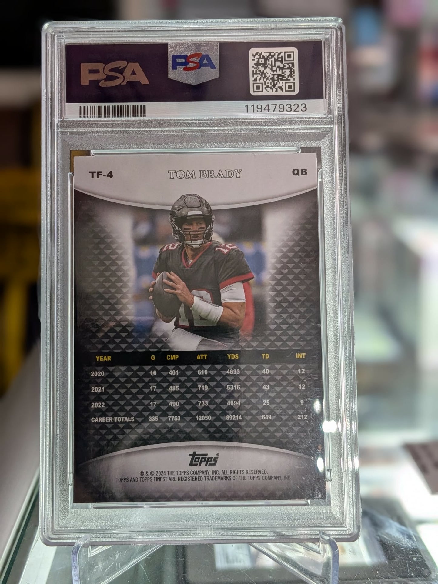 2024 Topps Finest Football – Tom Brady Team Finest Blue Refractor #TF-4 /99