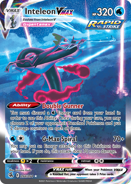 Inteleon VMAX 266/264 Alternate Art Fusion Strike Pokemon Holo Near Mint