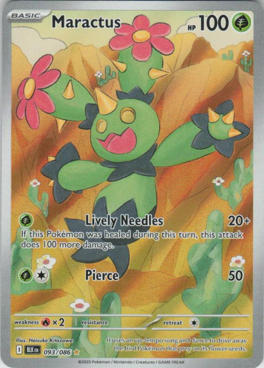 Maractus 093/086 Holo Illustration Rare Black Bolt Pokemon Near Mint