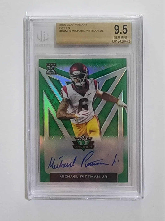 2020 Leaf Valiant RC Green Auto #BA-MPJ Michael Pittman Jr. USC /75 bgs 9.5