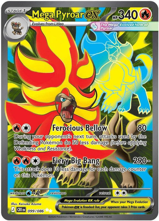 Mega Pyroar ex 099/086 Ultra Rare Chaos Rising Pokemon Holo Near Mint