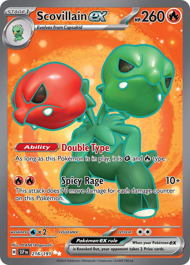 Scovillain ex 216/191 Ultra Rare Surging Sparks Pokemon Holo Near Mint
