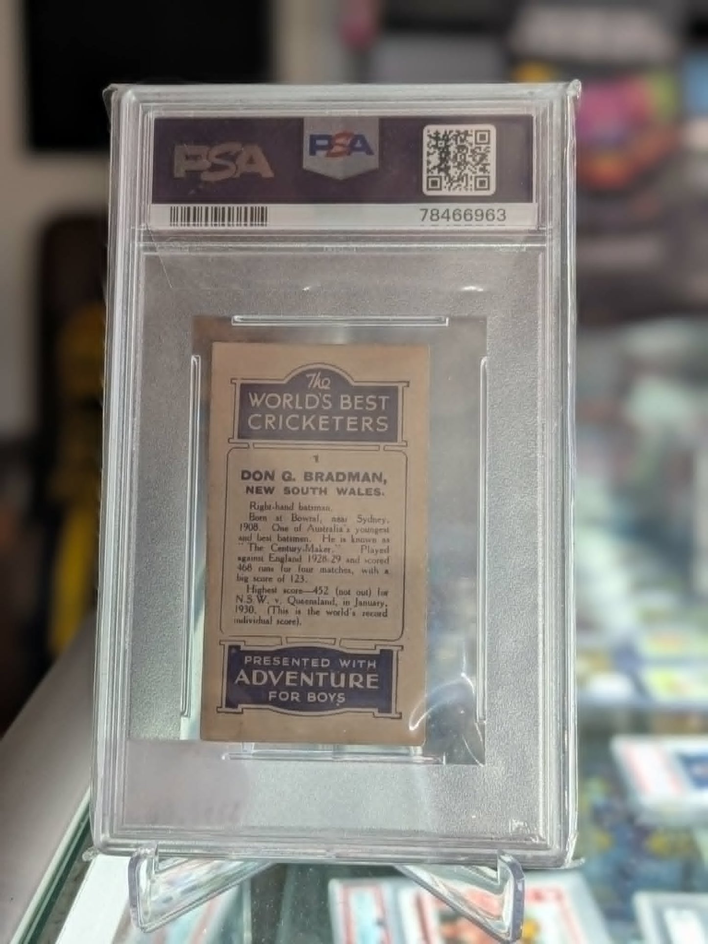 1930 D.C. Thomson The World's Best Cricketers Don Bradman #1 PSA 3