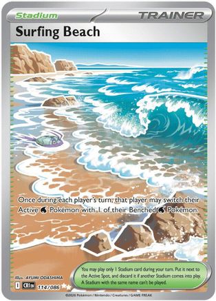 Surfing Beach 114/086 Ultra Rare Chaos Rising Pokemon Holo Near Mint