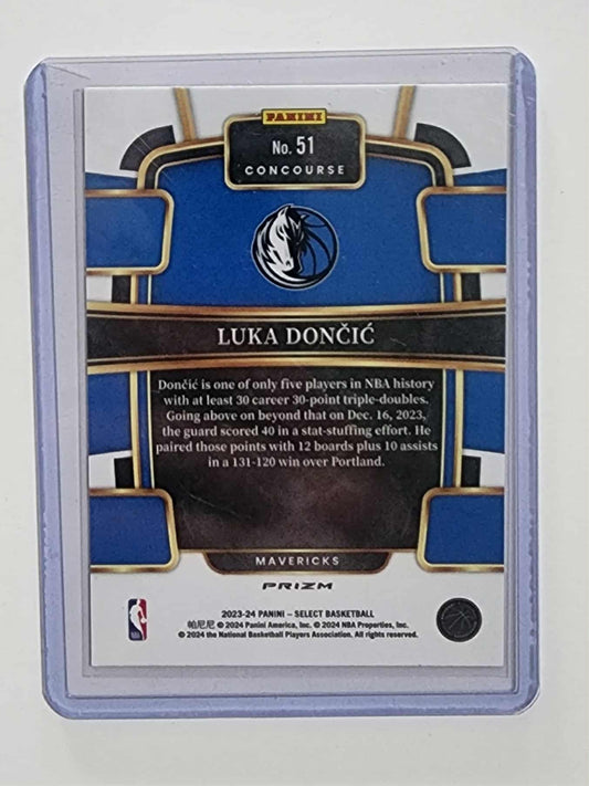 2023-24 Panini Select Green White Purple Prizms #51 Luka Doncic Dallas Mavericks