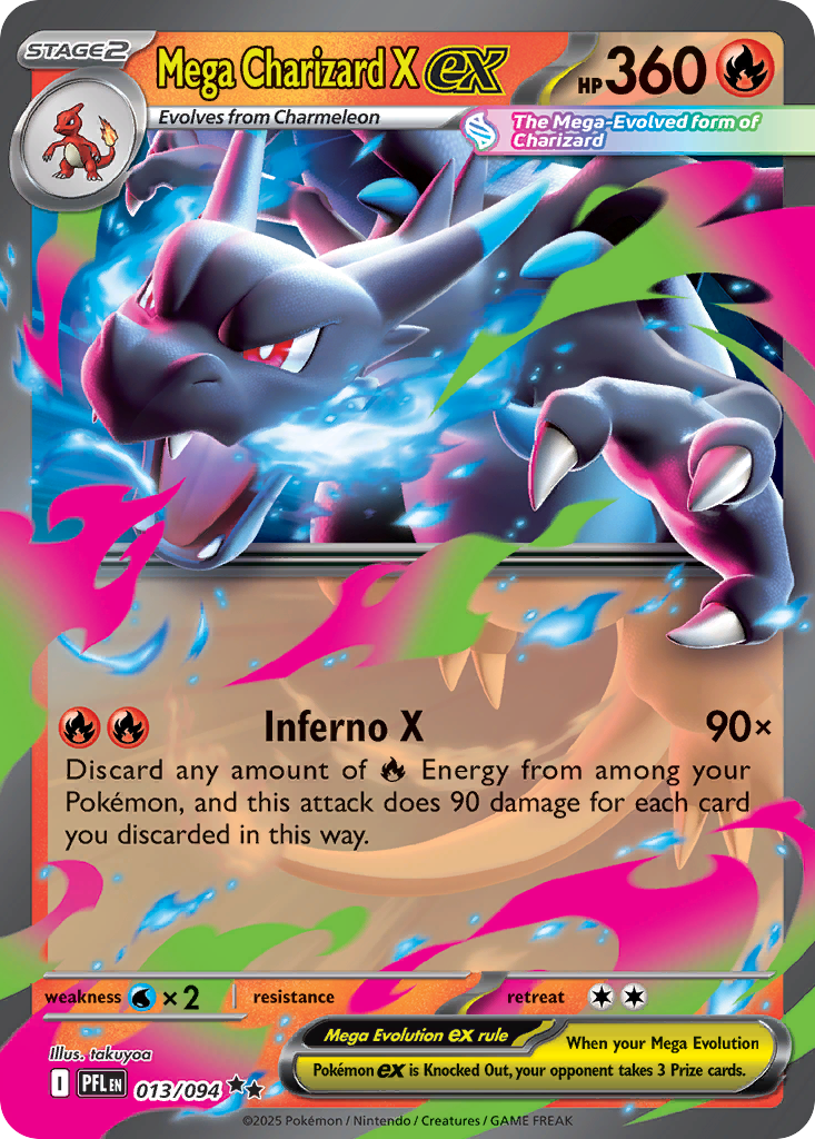 Mega Charizard X ex 013/094 Double Rare Phantasmal Flames Pokemon Near Mint