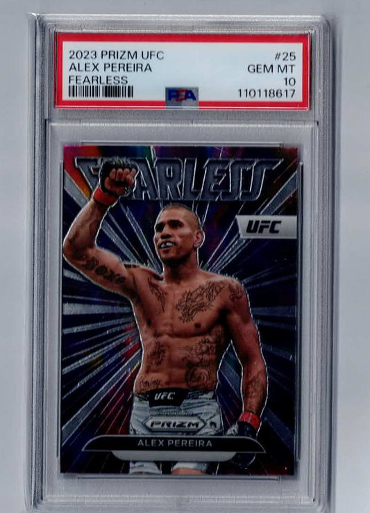 Alex Pereira Rookie Fearless Silver Prizm - 2023 Panini Prizm UFC #25 - PSA 10