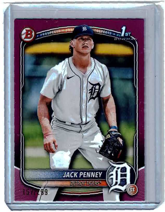 2025 Bowman 1st Jack Penney Prospect purple Paper 157/299 Tigers