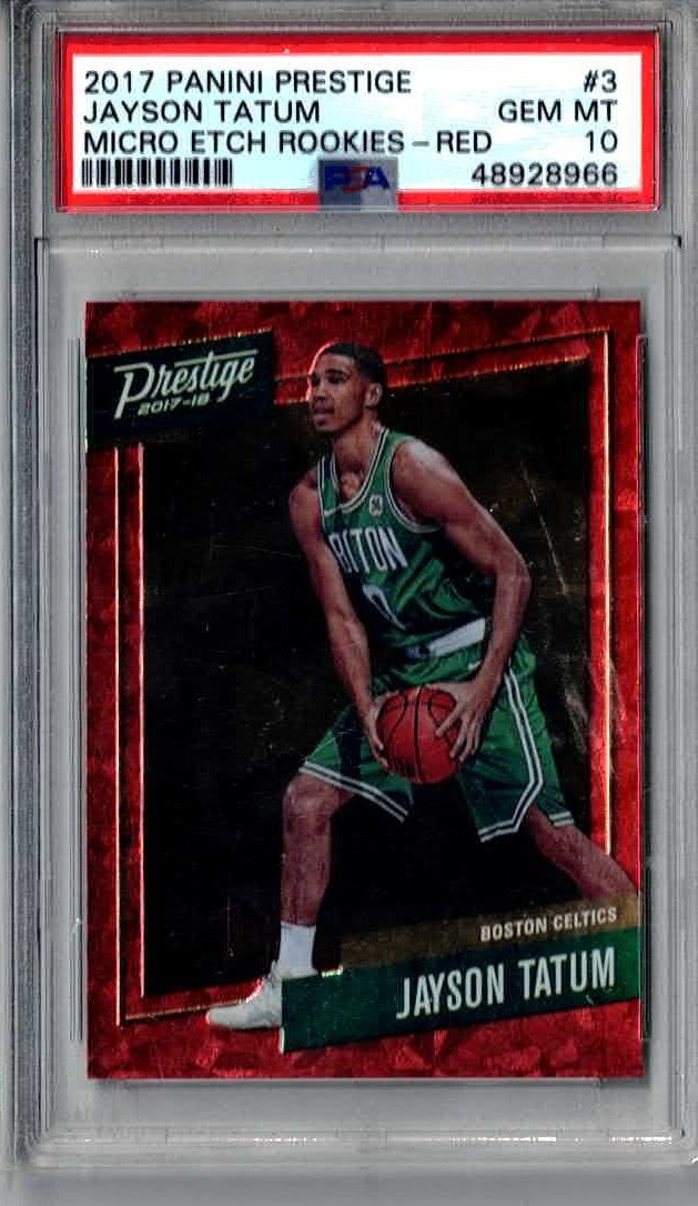 2017-18 Panini Prestige Micro Etch Rookies Red Jayson Tatum #3 PSA 10 GEM MT RC