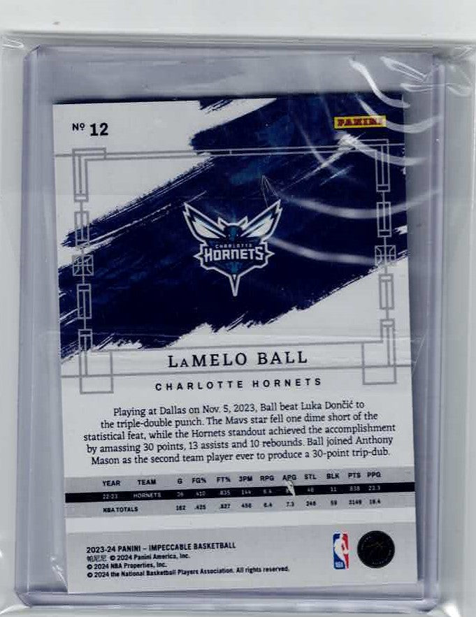 Lamelo Ball #12 Charlotte Hornets 2023-24 Panini Impeccable Red