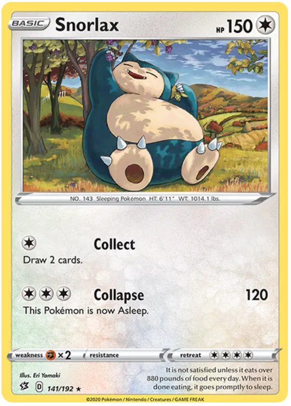 Snorlax 141/192 Rebel Clash Pokemon Card NM