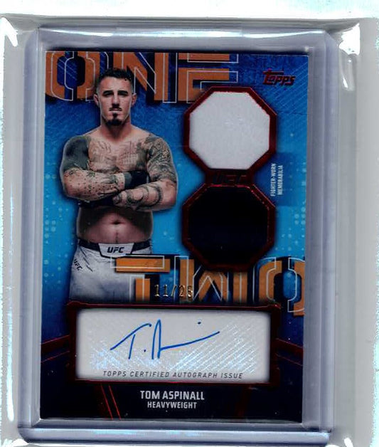 TOM ASPINALL 2024 TOPPS UFC KNOCKOUT PATCH AUTOGRAPH RED AUTO 11/25 ON CARD