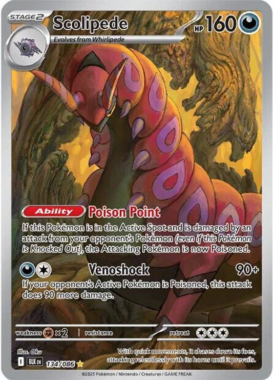 Scolipede 134/086 Holo Illustration Rare Black Bolt Pokemon Near Mint