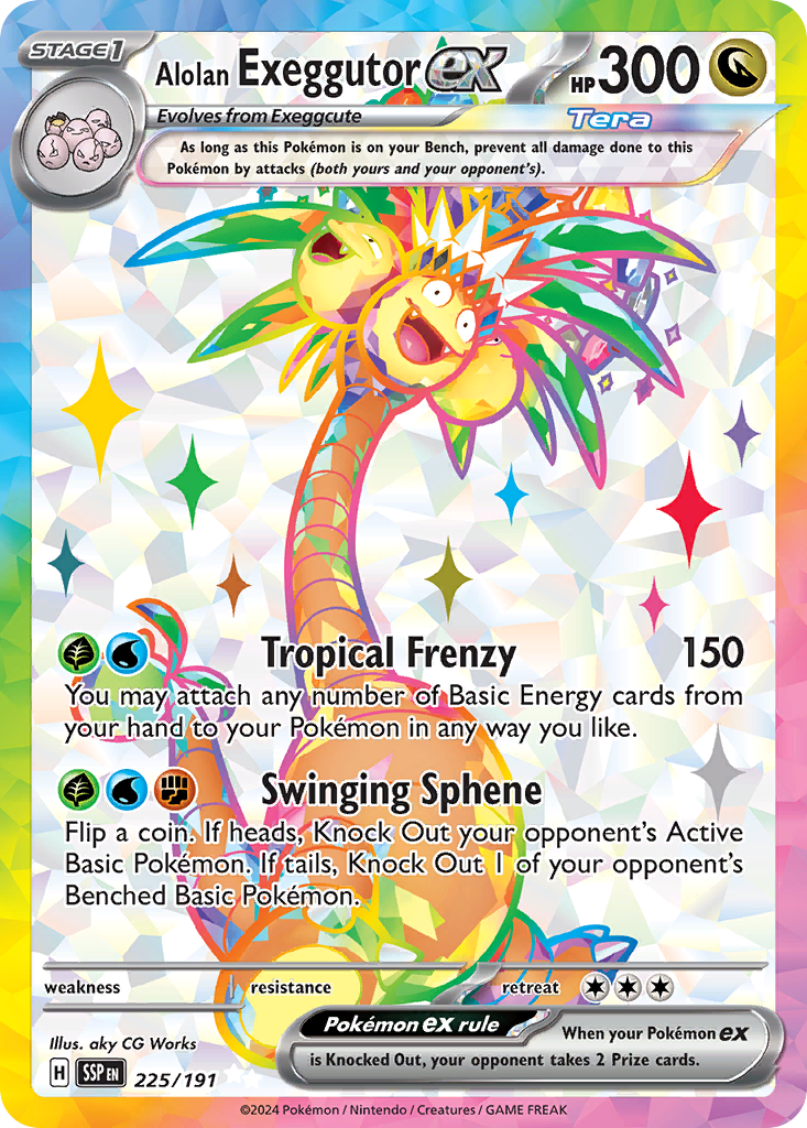 Alolan Exeggutor ex 225/191 Ultra Rare Surging Sparks Pokemon Holo Near Mint