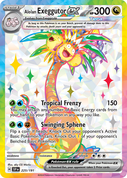 Alolan Exeggutor ex 225/191 Ultra Rare Surging Sparks Pokemon Holo Near Mint