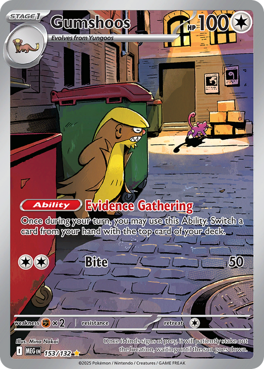 Gumshoos 153/132 Illustration Rare Mega Evolution Pokemon Holo Near Mint
