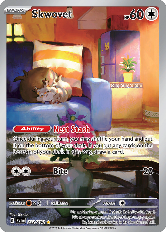 Skwovet 222/198 Illustration Rare Scarlet & Violet Pokemon Holo Near Mint