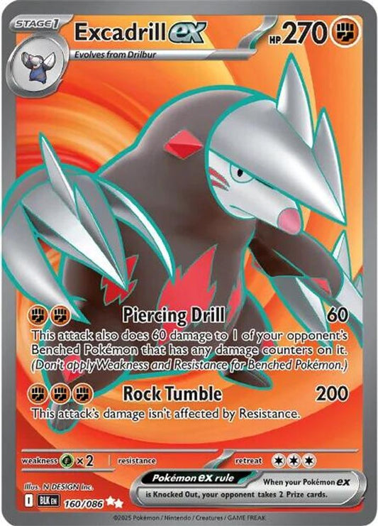 Excadrill ex 160/086 Holo Ultra Rare Black Bolt Pokemon Near Mint