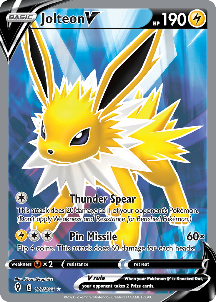 Jolteon V 177/203 Ultra Rare Evolving Skies Pokemon Lightly Played