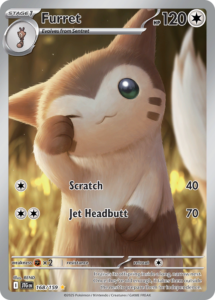 Furret 168/159 Illustration Rare Journey Together Pokemon Near Mint