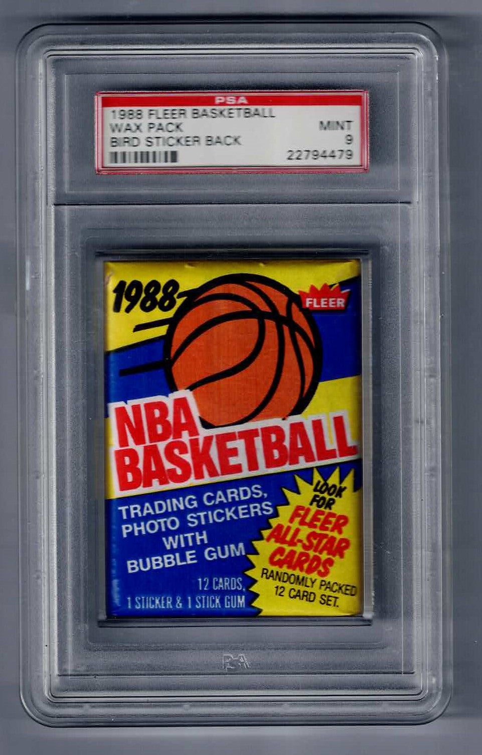 1988 Fleer Basketball Unopened Wax Pack Larry Bird Sticker PSA 9 Mint
