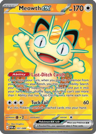 Meowth ex 107/088 Ultra Rare Perfect Order Pokemon Holo Near Mint