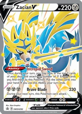 Zacian V (Shiny) SWSH292 Holo Promo Sword & Shield Promo Pokemon Holo Near Mint