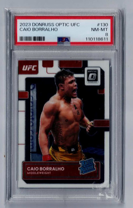 2023 Panini Optic UFC WHITE Base Rated Rookie Caio Borralho #130 PSA 8