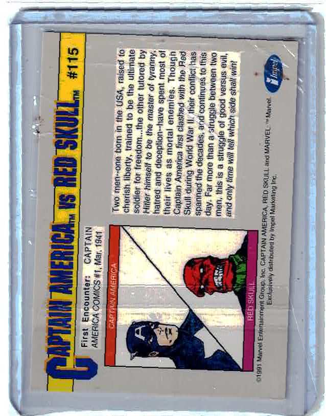1991 Impel Marvel Universe Arch-Enemies Captain America Vs Red Skull #115