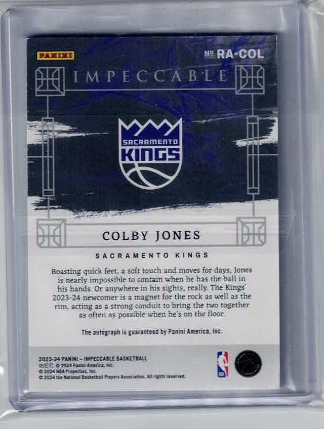 2023-24 Panini Impeccable Rookie International 04/88 Colby Jones #RA-COL Auto RC