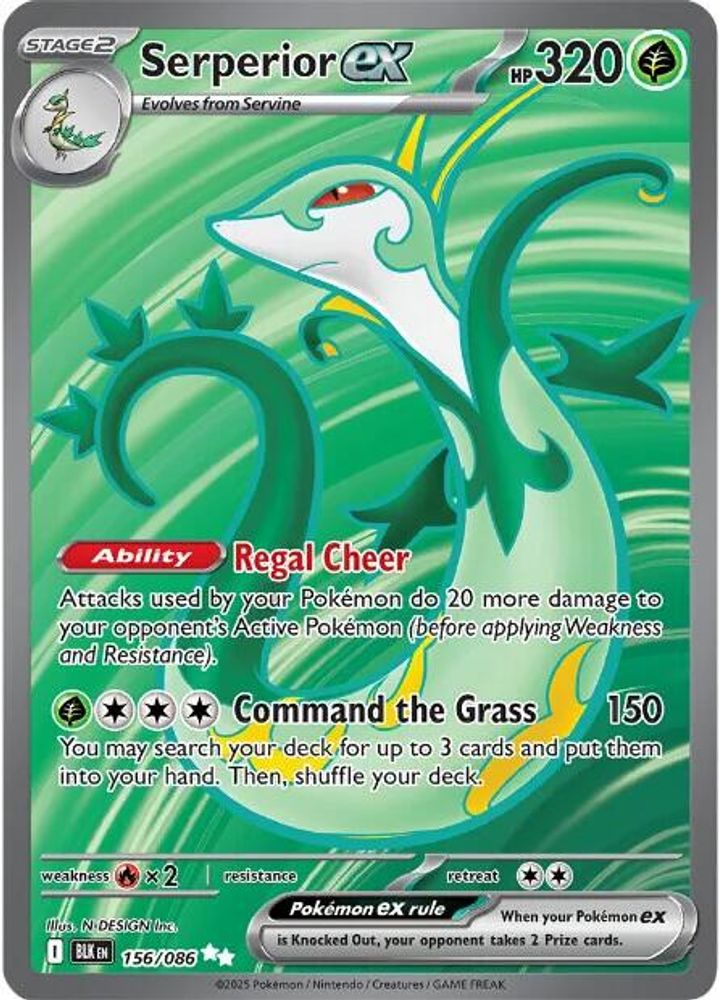 Serperior ex 156/086 Holo Ultra Rare Black Bolt Pokemon Near Mint