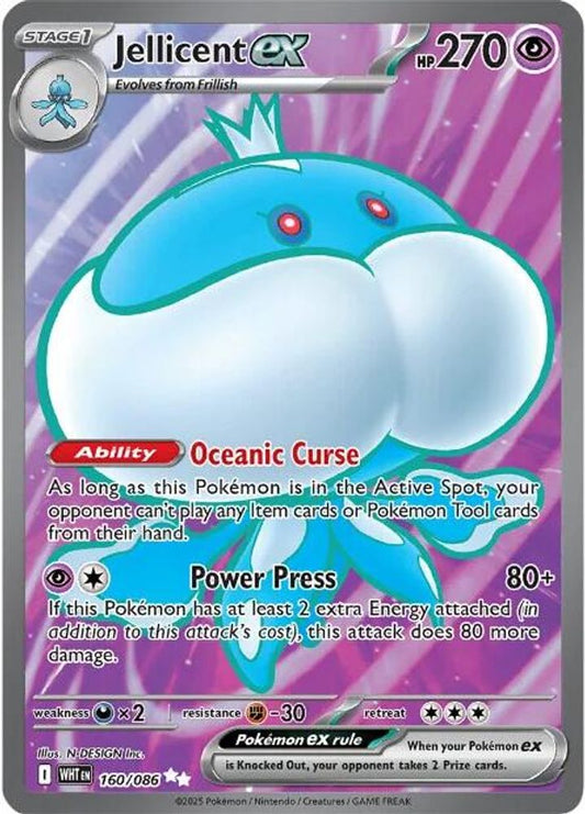 Jellicent ex 160/086 Holo Ultra Rare White Flare Pokemon Near Mint