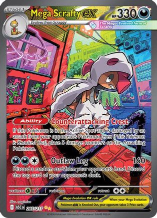 Mega Scrafty ex 285/217 Ascended Heroes Pokemon Holo NM