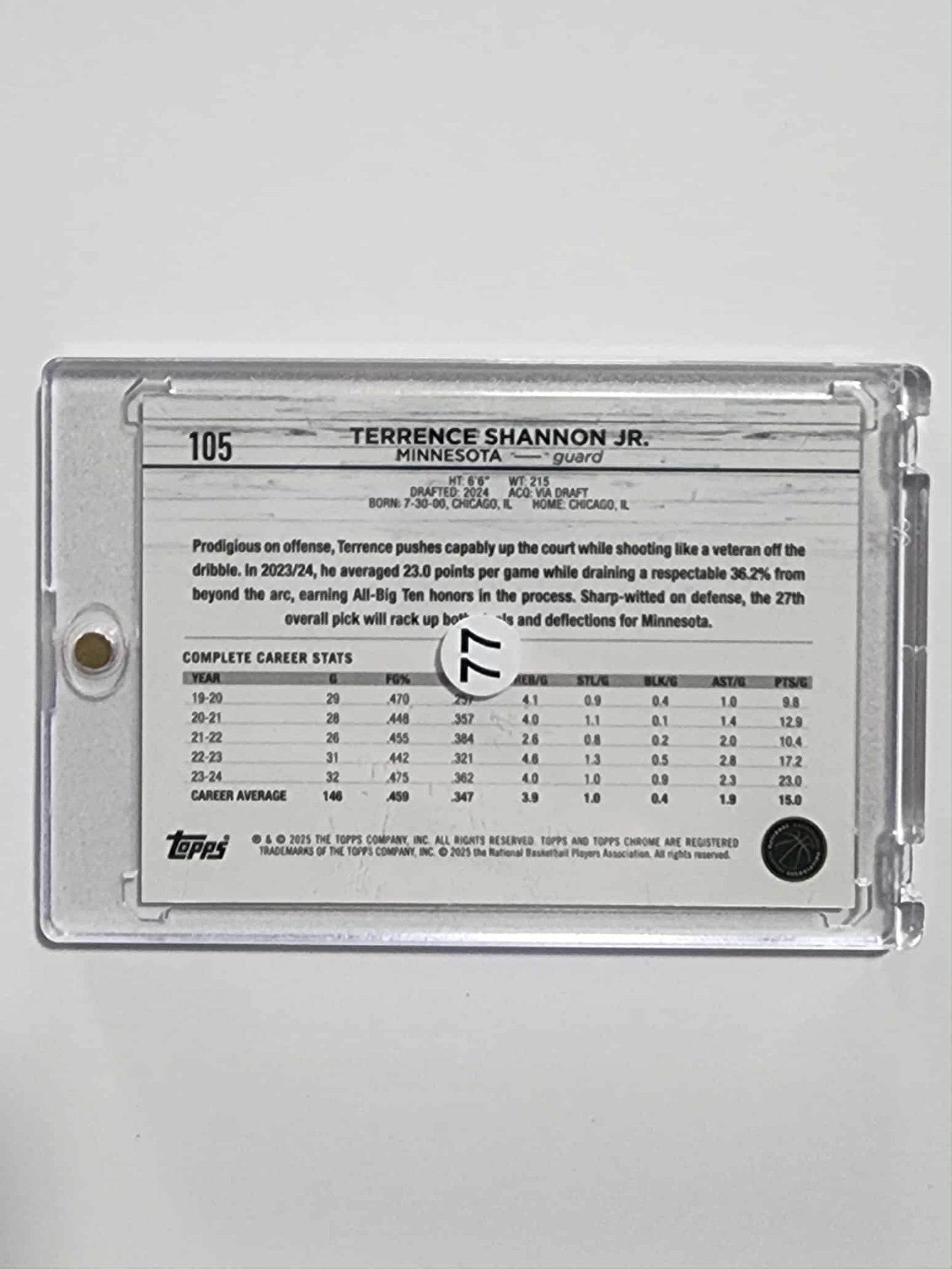 2024 Topps Chrome Sapphire Edition Orange /25 Terrence Shannon Jr #105 Rookie RC