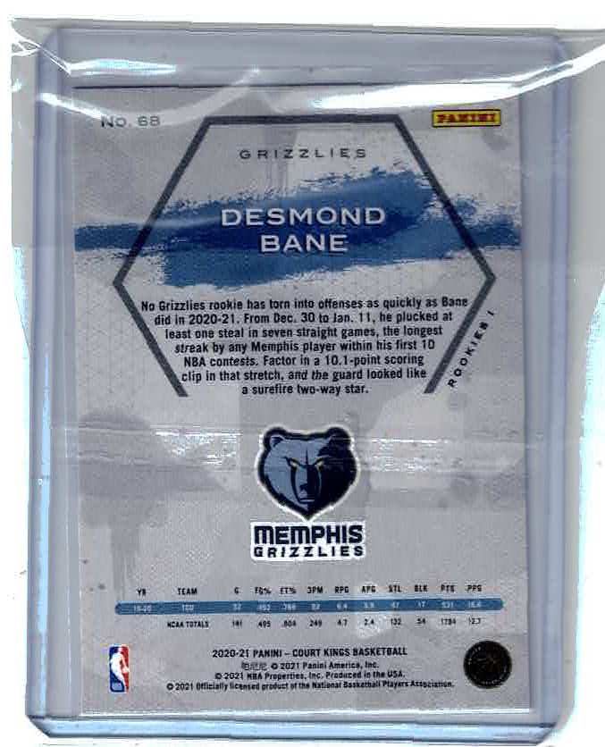 2020-21 Court Kings DESMOND BANE Rookies I #68