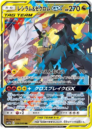 Reshiram & Zekrom GX 036/049 Double Rare Dream League Pokemon Japanese Holo NM
