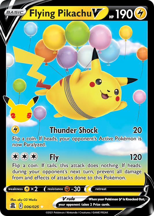 Flying Pikachu V 006/025 Holo V Rare Celebrations Pokemon Near Mint