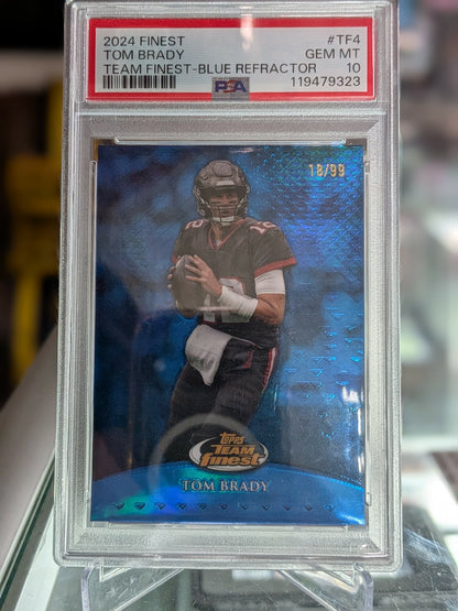 2024 Topps Finest Football – Tom Brady Team Finest Blue Refractor #TF-4 /99
