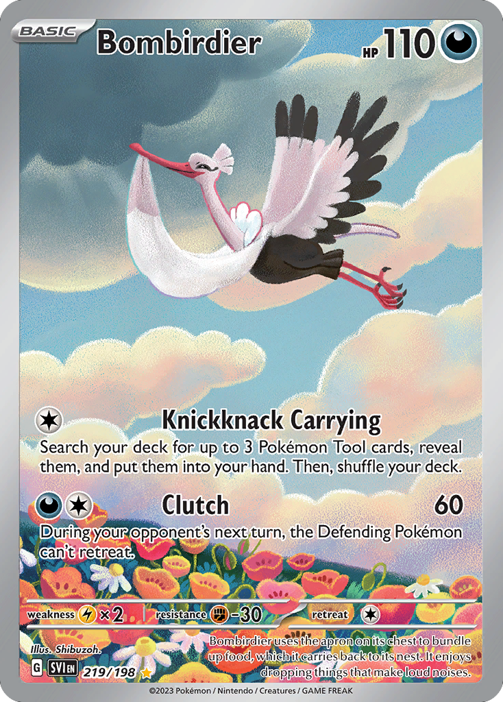 Bombirdier 219/198 Illustration Rare Scarlet & Violet Pokemon Holo Near Mint