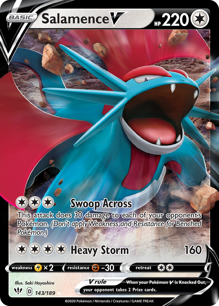 Salamence V 143/189 Holo V Rare Darkness Ablaze Pokemon Near Mint