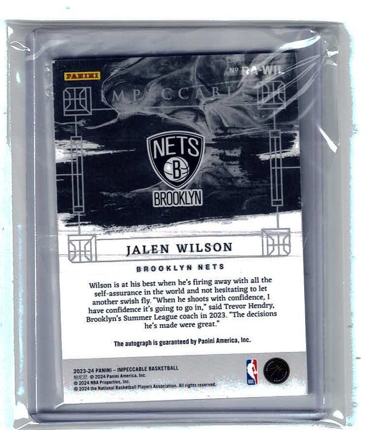 2023-24 Panini Impeccable Jalen Wilson Rookie Auto RC Holo Red Rookie #56/88
