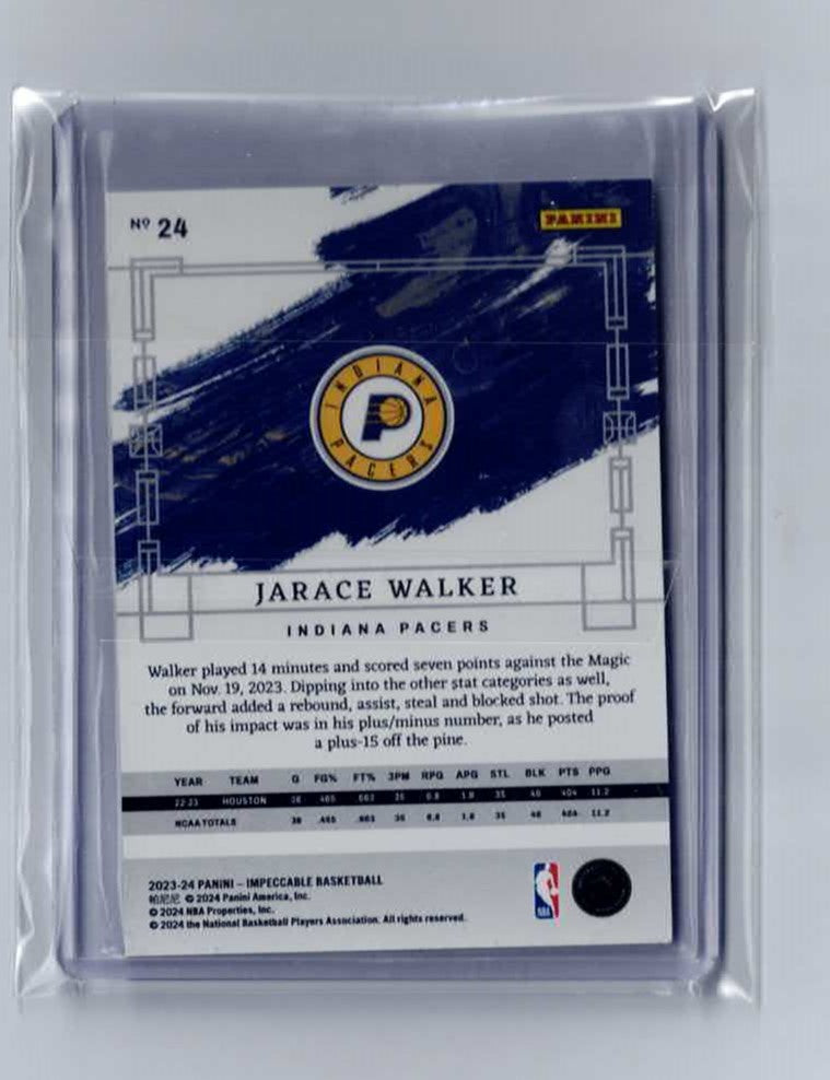 2023-24 JARACE WALKER PANINI IMPECCABLE ROOKIE RC #24 red base